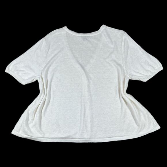 J.Jill White Button-Down Short Sleeve Top | Size L - Picture 2 of 4